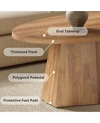 Tribesigns Oval Coffee Table, 47-Inch Living Room Table with Polygonal Pedestal, Modern Center Accent Furniture, Child-Friendly