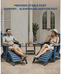 gaomon Folding Adirondack Ottoman Set of 2 - Hdpe All-Weather Outdoor Footrests for Patio, Deck, Lawn, Poolside