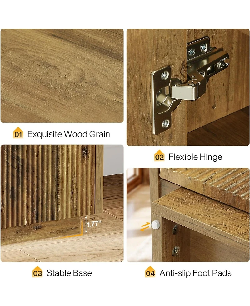 Tribesigns 7-Tier Shoe Cabinet with Adjustable Shelves & Fluted Doors,24 Pairs Freestanding Shoe Rack,Farmhouse Wooden Shoe Storage Organizer, Brown