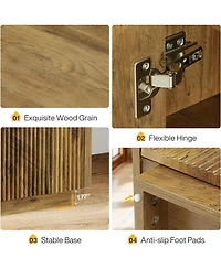 Tribesigns 7-Tier Shoe Cabinet with Adjustable Shelves & Fluted Doors,24 Pairs Freestanding Shoe Rack,Farmhouse Wooden Shoe Storage Organizer, Brown