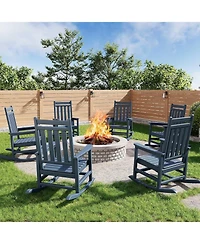 gaomon Hdpe Rocking Chair Outdoor Set of 6 - Poly High Back Porch Rocker Chairs for Adults - All Weather Resistant Furniture