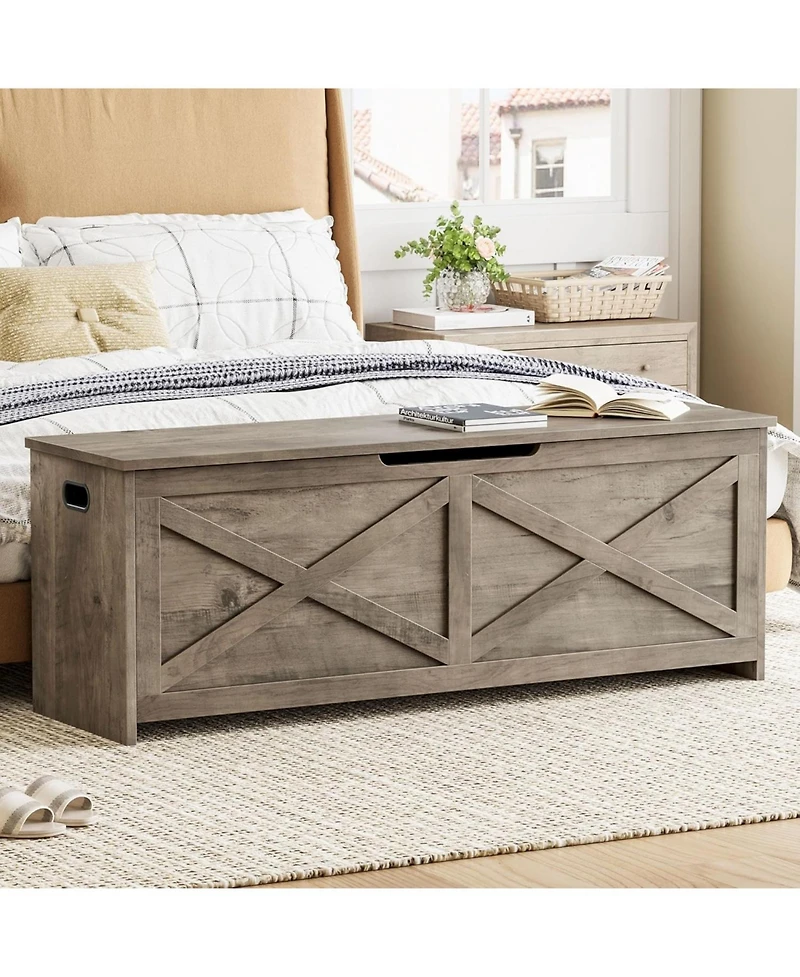 gaomon 47.2" Wooden Storage Chest with Safety Hinges