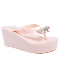 Juicy Couture Women's Boujee Platform Thong Wedge Sandals