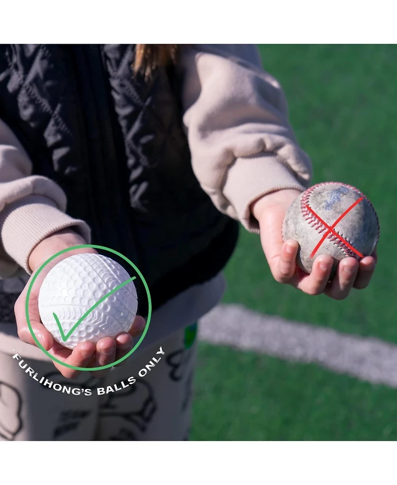 Furlihong Portable Baseball Pitching Machine with Bat and 12 Training Balls Battery Powered with 3 Adjustable Launch Angles for Kids and Beginners