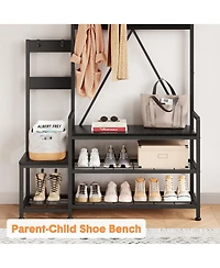 gaomon Parent-Child Solid Wood Hall Tree