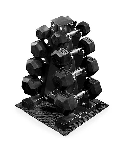 BalanceFrom Dumbbell Set with Stand, Rubber Encased Home Gym Hand Weights