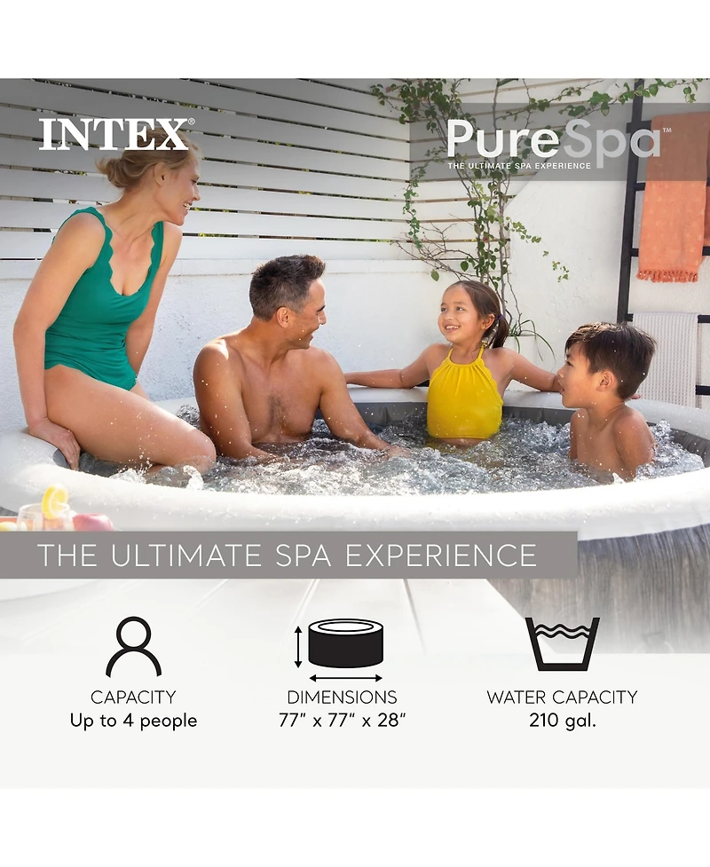 Intex PureSpa Deluxe Spa Set 140 Bubble Jet Hot Tub with Cover