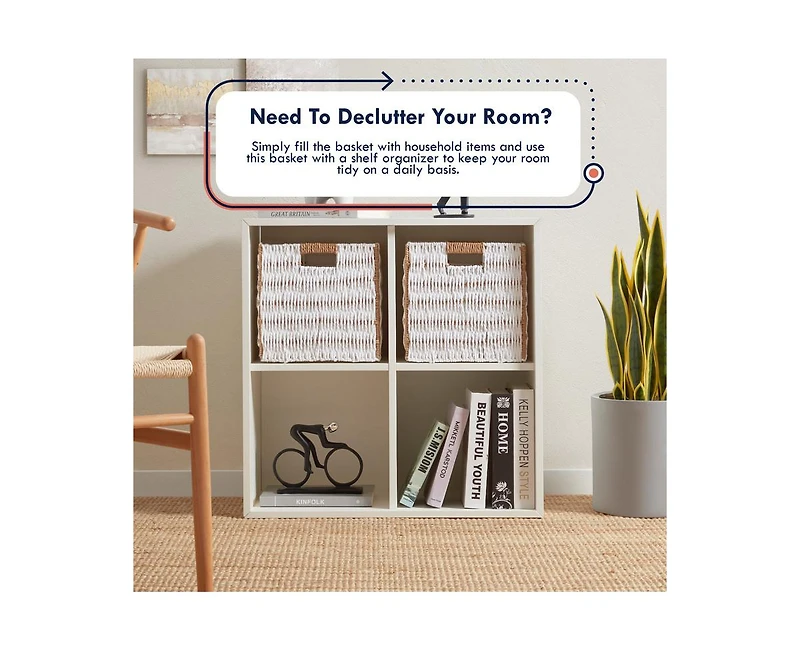 Ornavo Home 6 Pack Paper Wicker Storage Cube Bin Shelf Basket