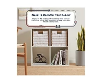 Ornavo Home 6 Pack Paper Wicker Storage Cube Bin Shelf Basket