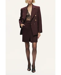 Nocturne Women's Pinstripe Belted Pencil Skirt