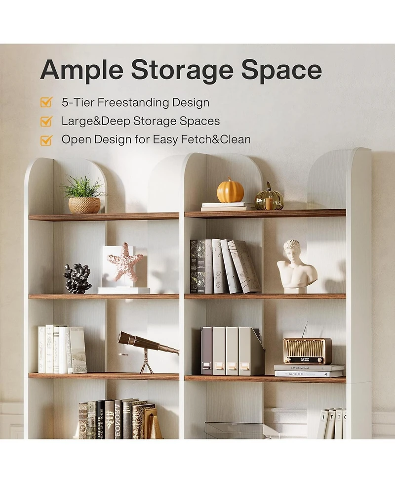 Tribesigns 70.87-Inch Tall Double Wide Bookcase with Open Shelves, Set of 2