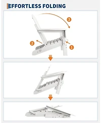 gaomon Folding Adirondack Chairs Set of 2 with Side Table, Hdpe Plastic Outdoor Chairs with Wood Texture