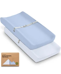 KeaBabies 2pk Soothe Changing Pad Covers for Girl, Boy, Soft Cotton Contoured Diaper Table