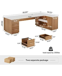 Tribesigns 85.8-Inch L-Shaped Executive Desk, Extra Large Modern Office Desk with File Drawers