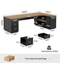 Tribesigns 85.8-Inch L-Shaped Executive Desk, Extra Large Modern Office Desk with File Drawers