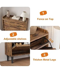 gaomon Wooden Adjustable Shelf 2 Drawer Flip Door Entryway Shoe Cabinet