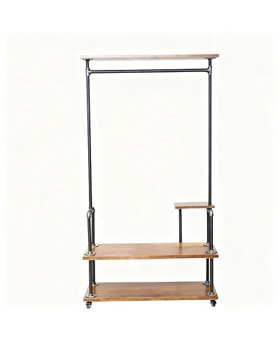 Yigii Heavy Duty Industrial Pipe Garment Rack with Wheels for Home and Office