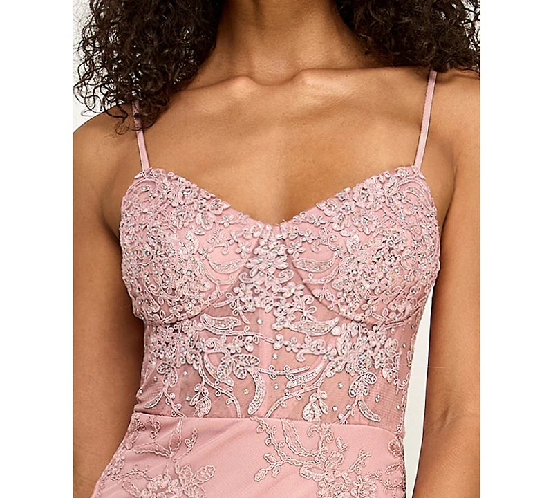 City Studios Women's Sweetheart Neck Maxi Dress