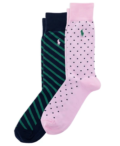 Polo Ralph Lauren Men's Dot & Stripe Slack Socks, 2-Pack