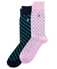 Polo Ralph Lauren Men's Dot & Stripe Slack Socks, 2-Pack