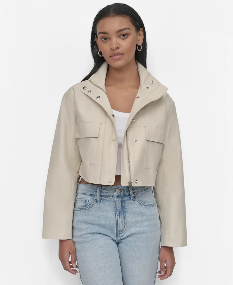 Dkny Jeans Women's Collared Cropped Utility Jacket