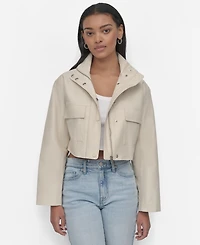 Dkny Jeans Women's Collared Cropped Utility Jacket