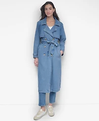 Dkny Jeans Women's Storm Flap Denim Trench Coat