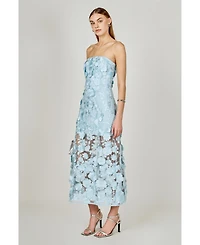 endless rose Women's Strapless Floral Embroidered Maxi Dress