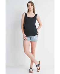 Hello Miz Maternity Square Neck Ribbed Sleeveless Tank Top