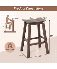 Gymax 29'' Patio Bar Stool Set of 2 w/ Curved Seat and Footrests for Backyard Outdoor