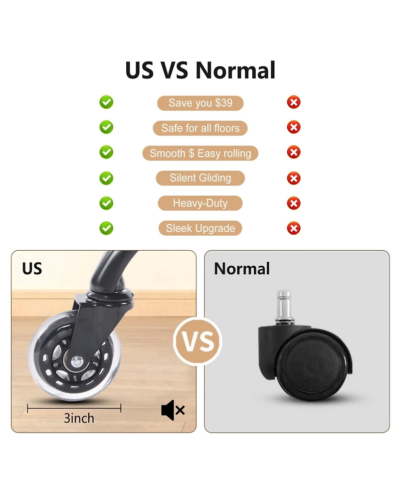 Boyel Living High Back Ergonomic Leather Office Chair with Lumbar Support, Adjustable Armrests, Silent Casters – Home Executive Desk