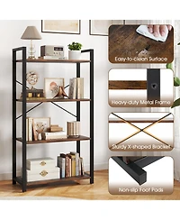 Sugift 4-Tier Bookshelf with Heavy Duty Metal Frame Industrial Display Shelf