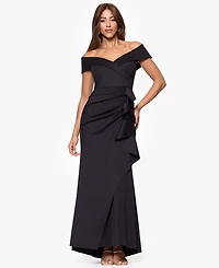 Xscape Scuba Off-The-Shoulder Gown