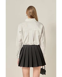 English Factory Women's Appliqued Accent Shirt