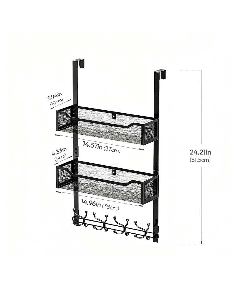 Yigii 16 Hooks Over Door Organizer with Mesh Baskets for Space Saving Storage