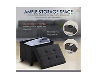 Ornavo Home Small Rectangle Storage Ottoman Foot Stool with Legs
