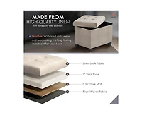 Ornavo Home Small Rectangle Storage Ottoman Foot Stool with Legs