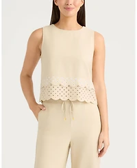 Ellen Tracy Women's Sleeveless Top with Eyelet Detailing