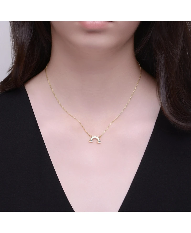 GiGiGirl Radiant 14K Gold Plated Mother Of Pearl & Rainbow Cz Necklace