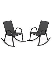 Gymax Pcs Patio Rocking Chair Outdoor Ergonomic Rockers w/ Breathable Fabric Seat