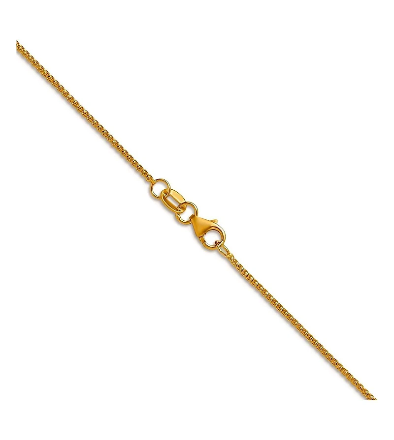 Curata Jewelry Solid 18k Gold Italian 1mm Sparkle-Cut Spiga Chain Necklace 16