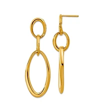 Curata Jewelry Solid 18k Gold Italian 47x16mm Elongated Oval Links Dangle Post Earrings 46.8x15.8mm Wide Dangle Earring