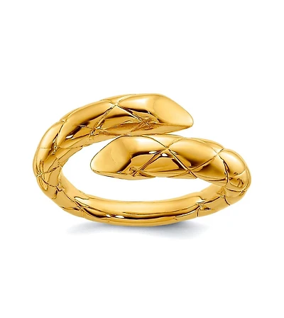 Solid 18k Yellow Gold Adjustable Textured Snake Ring