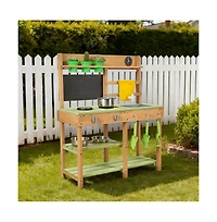 Slickblue Kids Outdoor Mud Kitchen Playset with Sink, Tank, and Cookware
