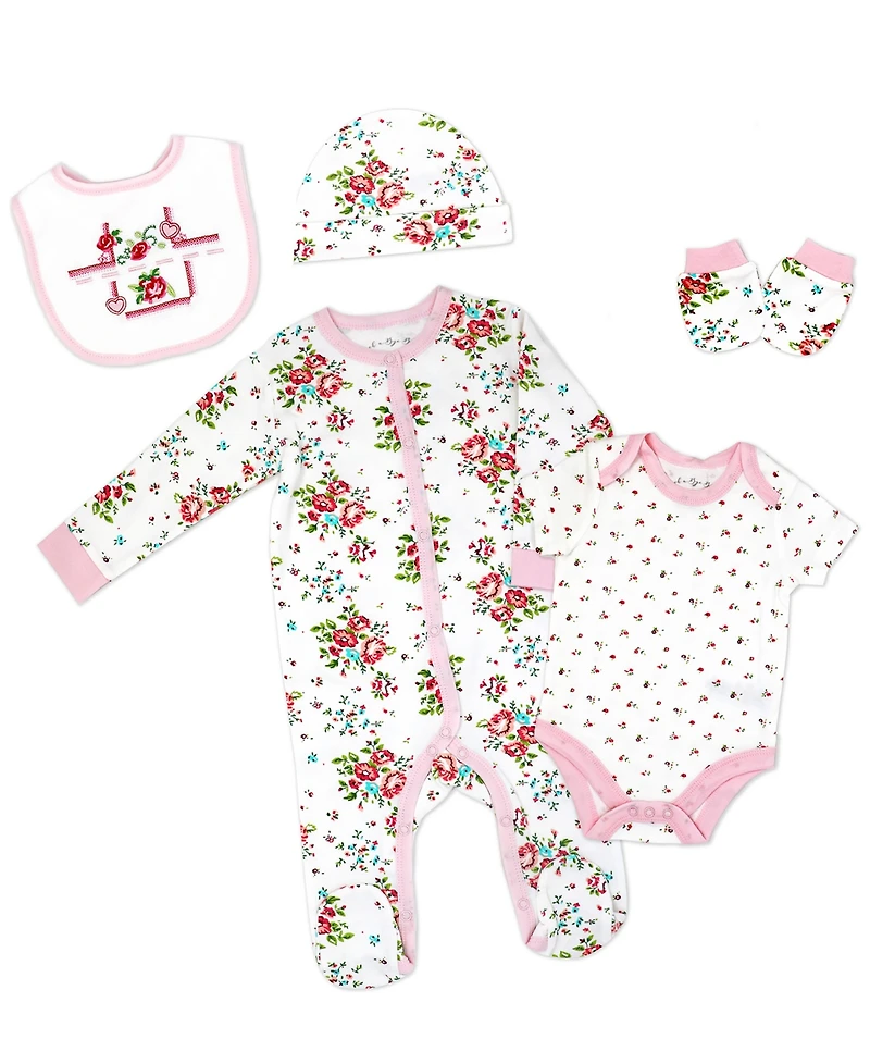 3 Stories Trading Baby Girls' First Year Baby Shower Gift Crate, 36-Piece Set