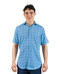 TailorByrd Men's Swirling Floral Printed Performance Short Sleeve Shirt