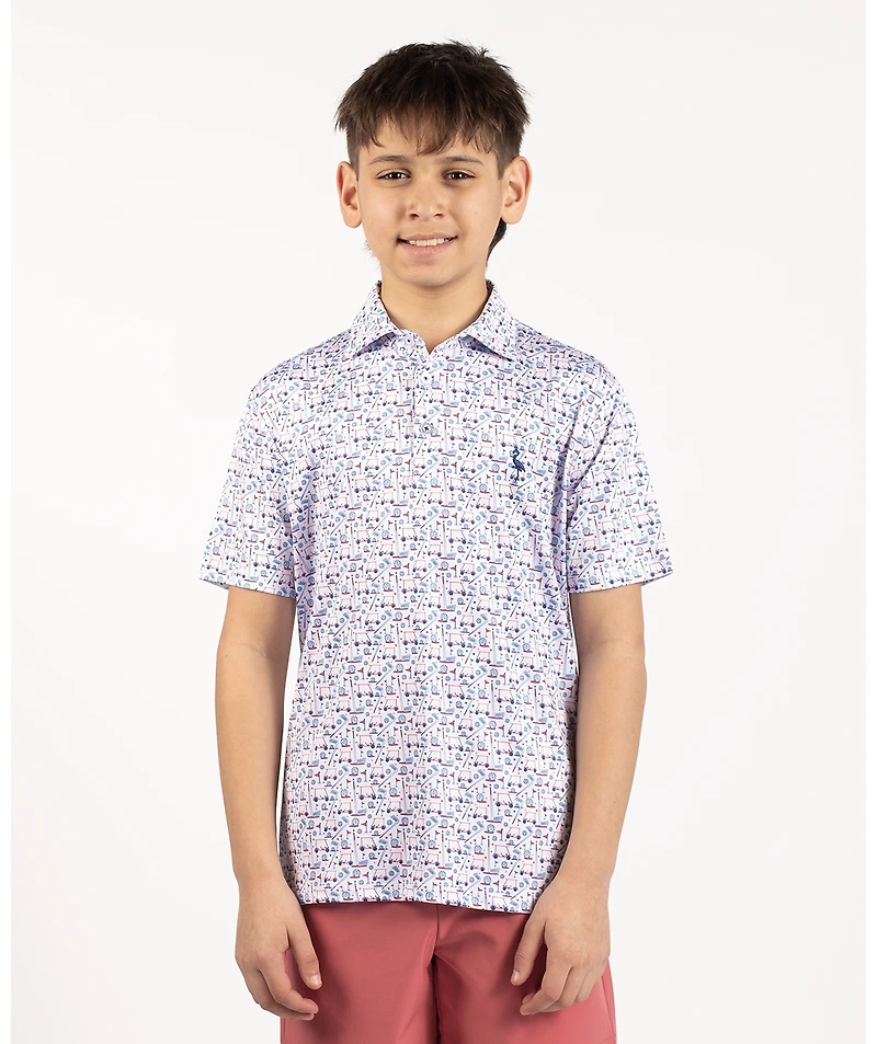 TailorByrd Boys Hole in One Printed Performance Polo