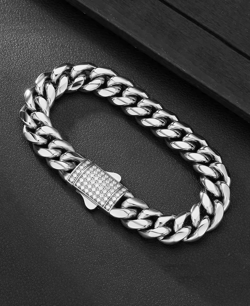 Rhona Sutton Men's Cuban Stainless Steel Chain Bracelet