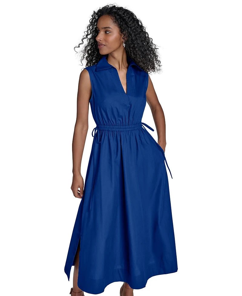 Calvin Klein Women's Cotton Drawstring Sleeveless Midi Dress