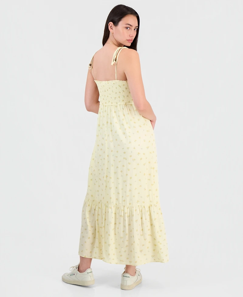 Hippie Rose Juniors' Ditsy Floral Smocked Maxi Dress